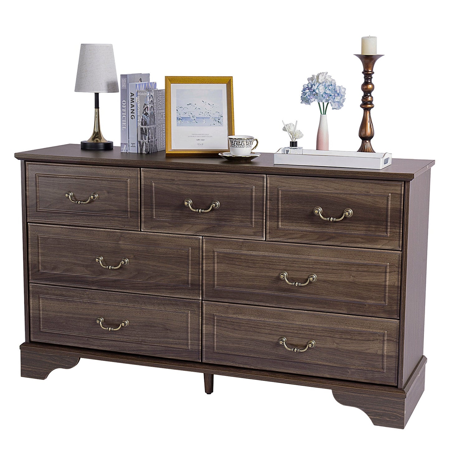 Lunelux™ – 7-Drawer Chest of Drawers (P2 MDF, Walnut Finish)