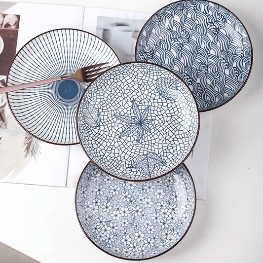 4Piece Japanese Ceramic Dinner Plates Set 1778 cm