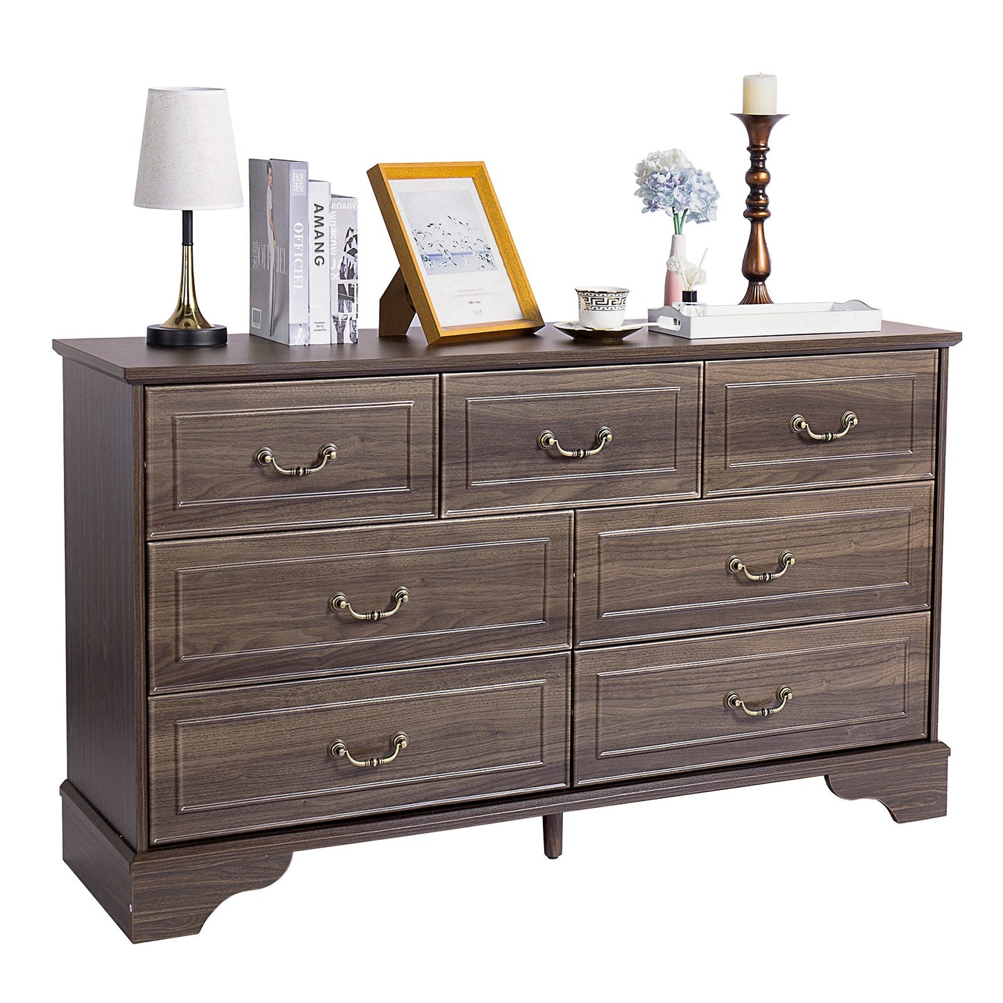 Lunelux™ – 7-Drawer Chest of Drawers (P2 MDF, Walnut Finish)