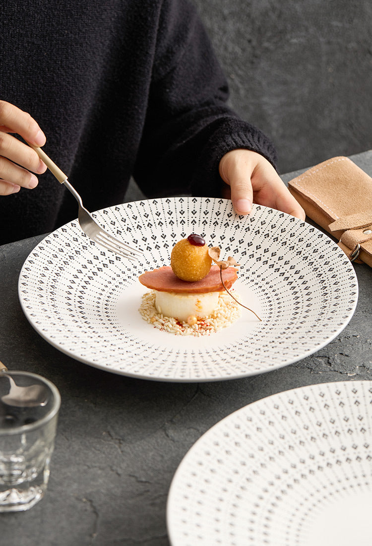 White Glazed Ceramic Dinner Plate – Heart Pattern Design, Available in