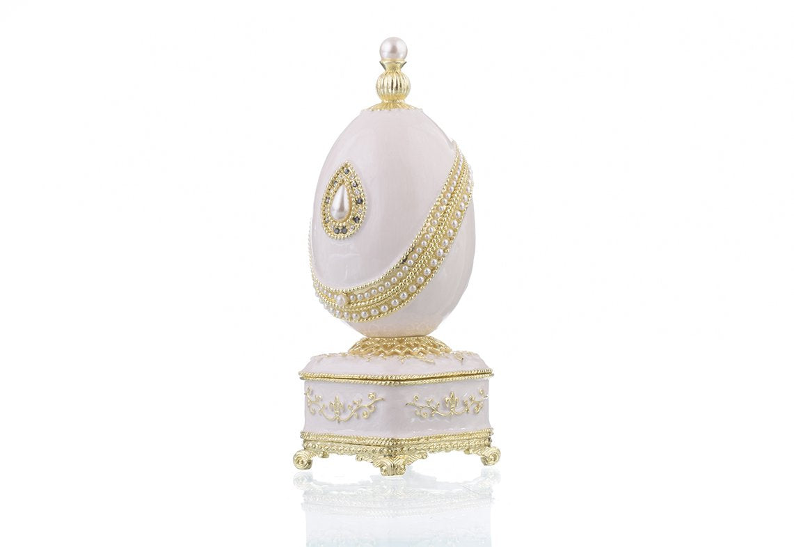 White Faberge Egg with Pearl