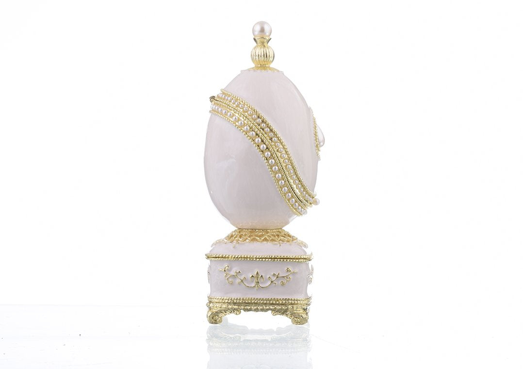 White Faberge Egg with Pearl