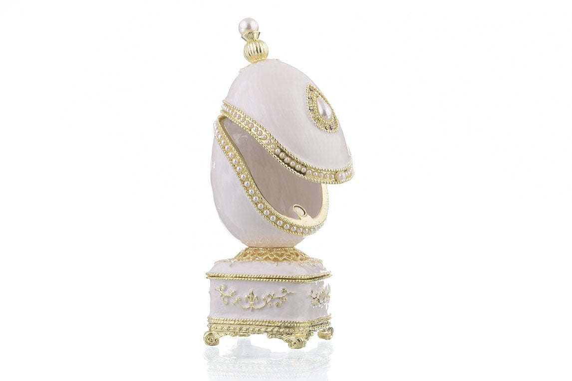 White Faberge Egg with Pearl