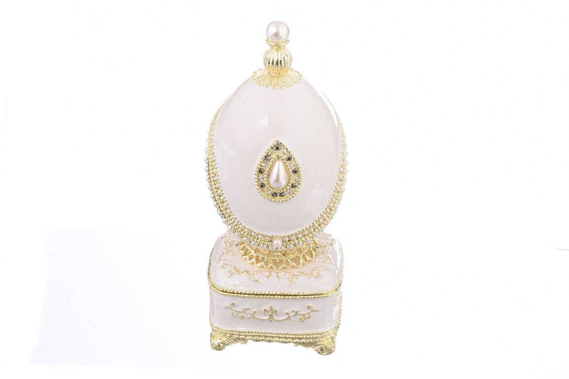 White Faberge Egg with Pearl