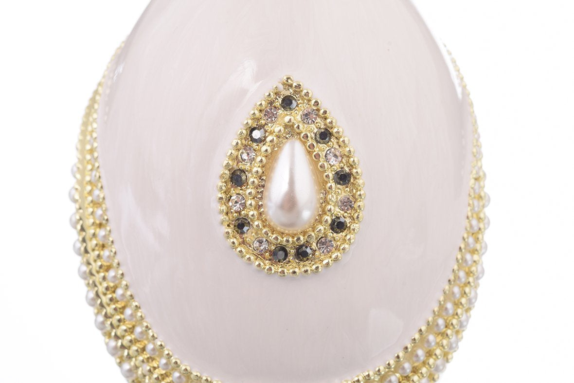 White Faberge Egg with Pearl
