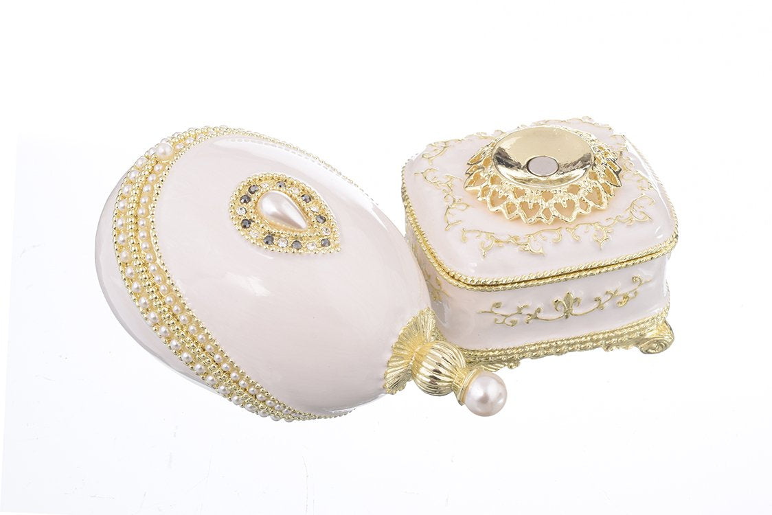 White Faberge Egg with Pearl