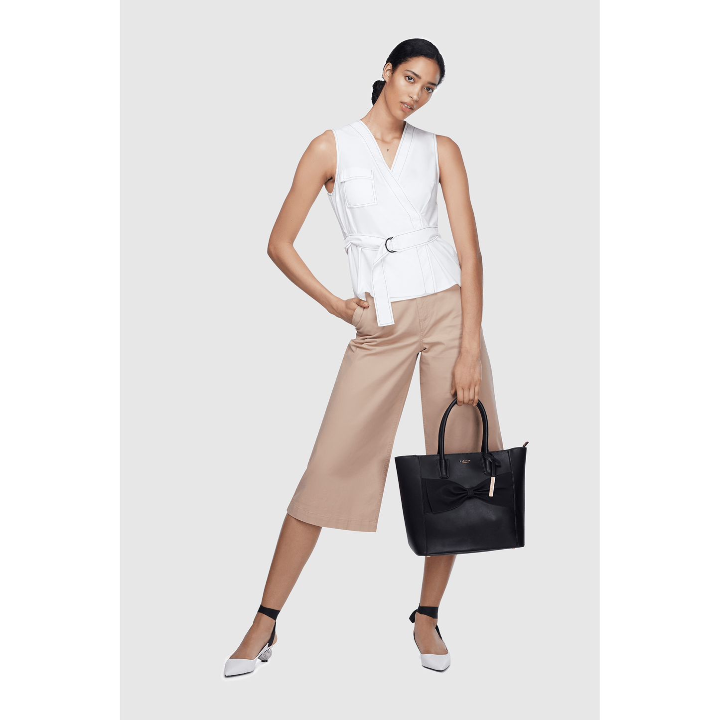 Eufala Bow Grey Vegan Tote Bag