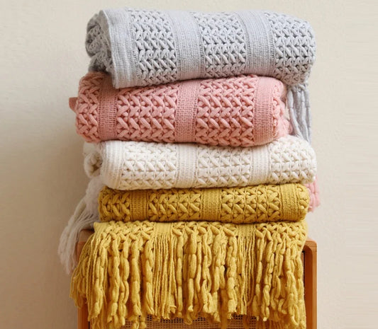 Super Soft Textured Knitted Throw Blanket - Decorative & Cozy