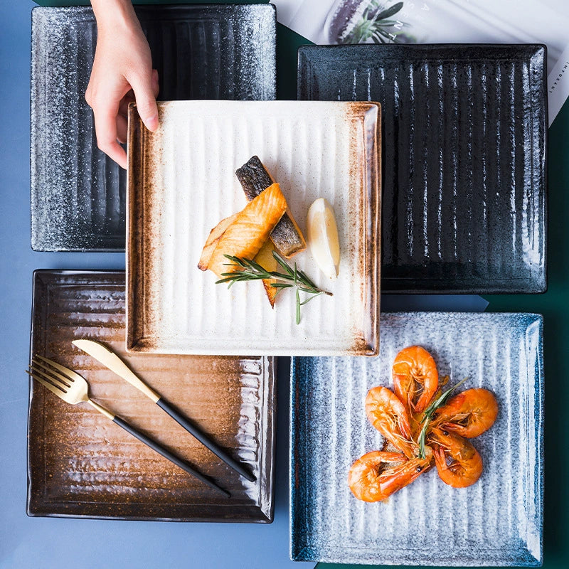 Textured Square Presentation Plate — Modern Fine Dining Statement