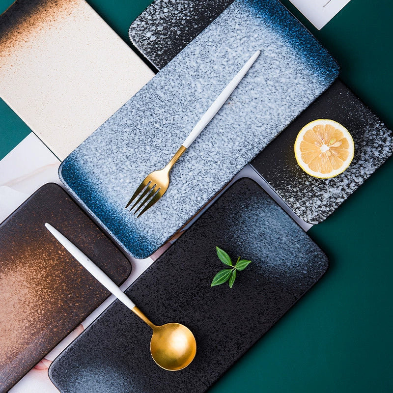 Modern Rectangular Sushi Plate｜High-Fired Ceramic Sushi Serving Plate