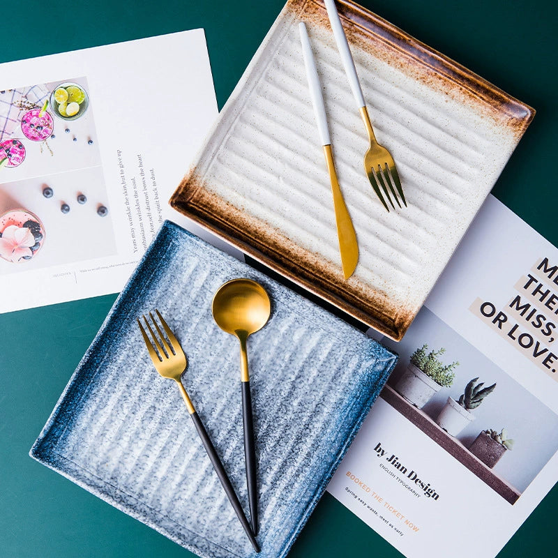 Textured Square Presentation Plate — Modern Fine Dining Statement