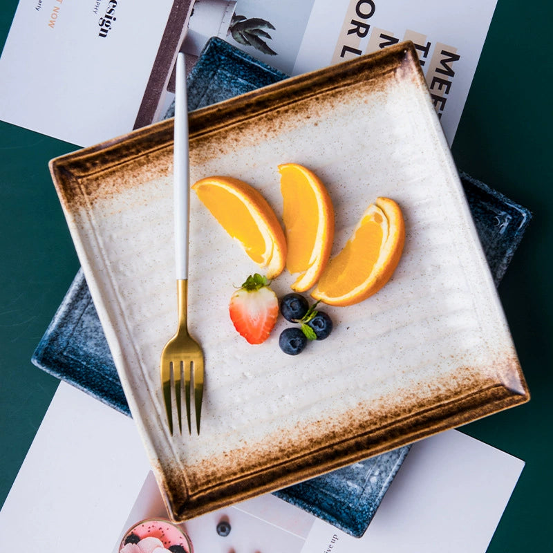 Textured Square Presentation Plate — Modern Fine Dining Statement