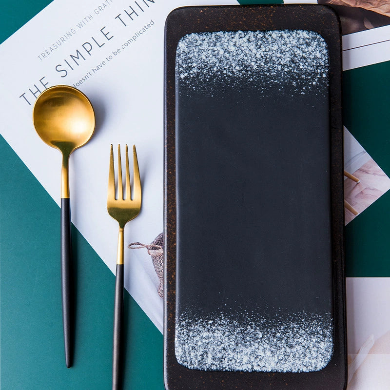 Modern Rectangular Sushi Plate｜High-Fired Ceramic Sushi Serving Plate