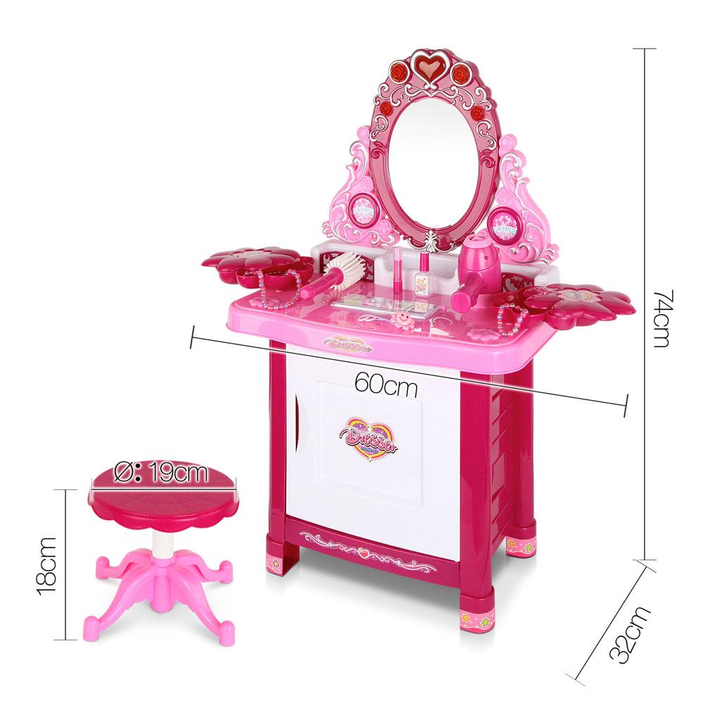 Keezi Kids Pretend Makeup Play Set Dressing Table Chair Girls Toys
