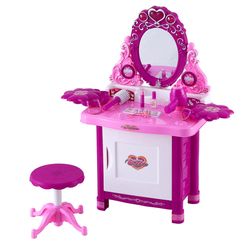 Keezi Kids Pretend Makeup Play Set Dressing Table Chair Girls Toys