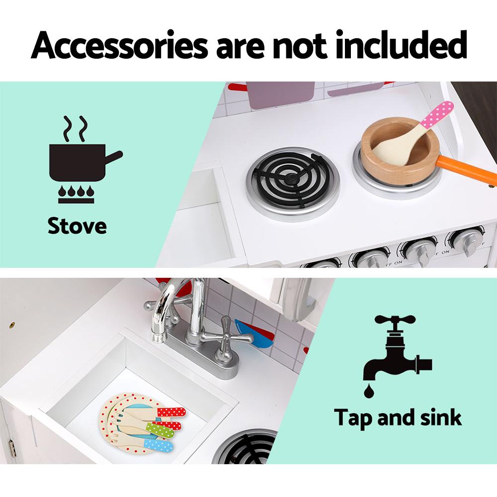 Keezi Kids Kitchen Play Set Wooden Pretend Toys Cooking Children