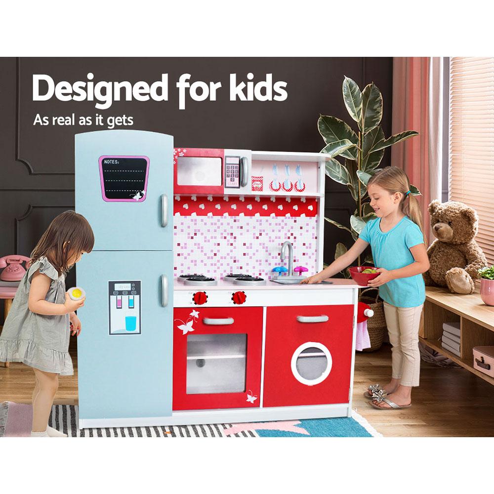 Keezi Kids Kitchen Play Set Wooden Pretend Toys Cooking Children