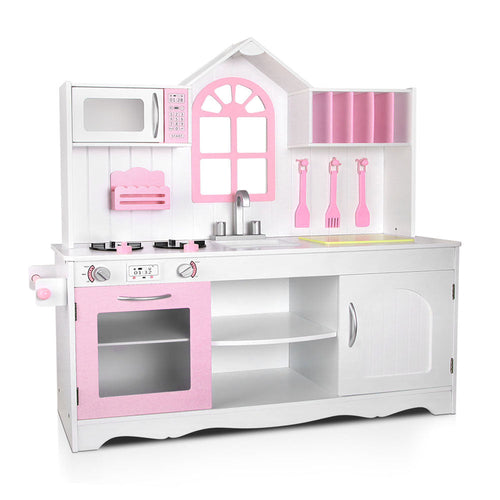 Keezi Kids Kitchen Play Set Wooden Pretend Toys Cooking Children