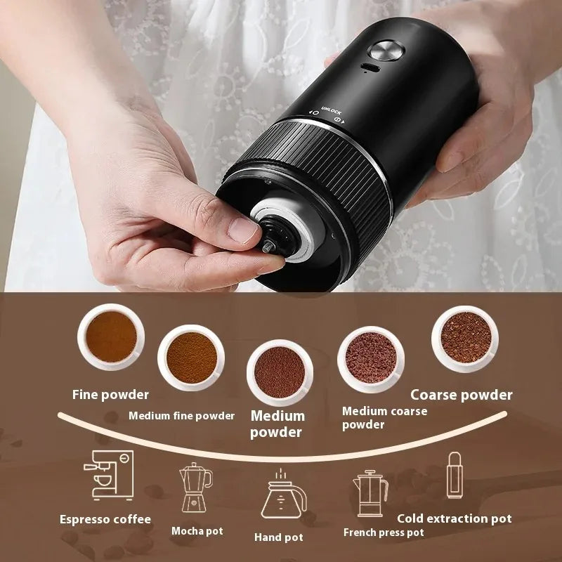 Portable Electric Coffee Grinder Adjustable Grinding Thickness Ceramic