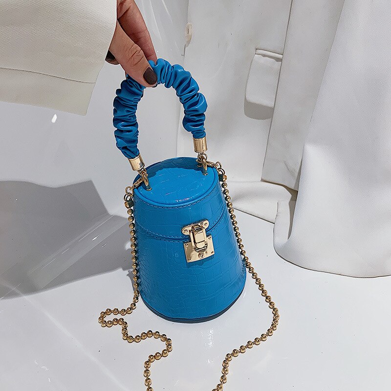 Women's Crocodile Pattern Round Bucket Bag