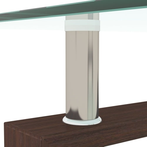 Rectangle Walnut Glass Coffee Table, Clear Coffee Table, Modern Side