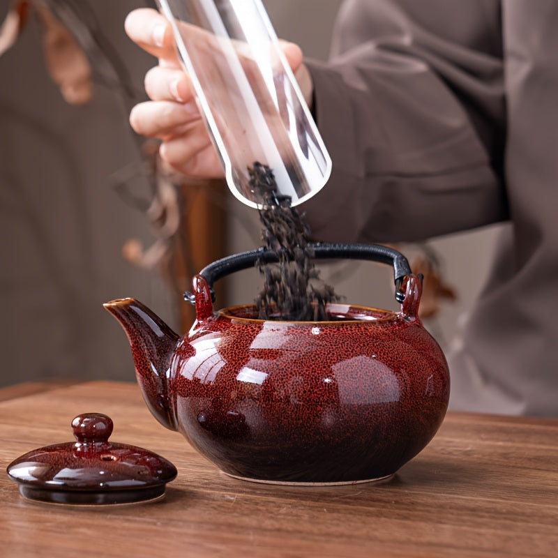 1pc Unique Kiln-Changed Ceramic Teapot, 25.36 oz, Assorted Novelty
