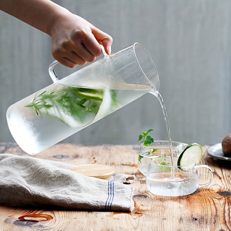1pc Leak-Proof Glass Pitcher with Bamboo Lid, 1000ml/1500ml - Ideal