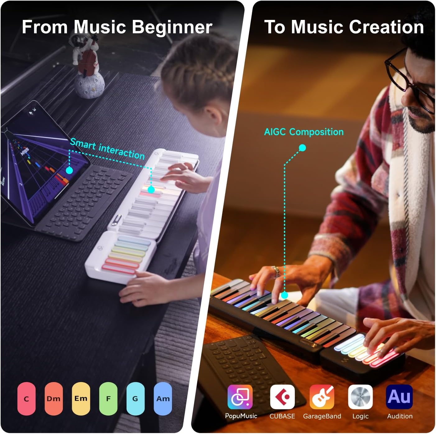 Popumusic Smart Piano Keyboard with MIDI Controller
